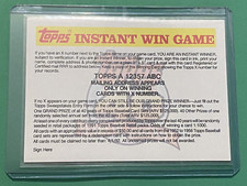 1991 Topps Baseball Instant Win Game Card A #NNO Promo Redemption MLB picture