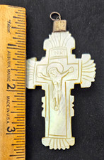 Vintage, Filapino Mother of Pearl INRI Crucifix Cross Pendant, Christianity picture