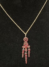 Vintage Bohemian Rose Cut Garnet Dangling Necklace picture