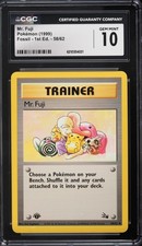 CGC 10 Mr. Fuji 1st Edition Fossil 1999 Pokemon Card #58 picture