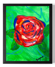 Guajardo Art Original Acrylic 14x11 Expressionist Rose Signed Canvas Wall Art picture