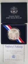 CS0191DUSBiO U.S. MINT COMEM $1 YEAR 1991-D U.S.O. MINT STATE COIN SET TONED OGP picture
