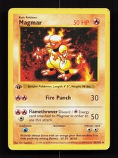 Magmar 36/102 Base Set Shadowless Uncommon Pokemon 1st Edition Shadowless MP picture