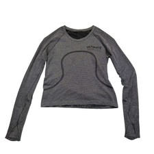 Lululemon Swiftly Tech Long Sleeve Shirt Womens 10 Gray Black Thumbholes Running picture