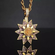 2 Carat Round Multi Color Diamond Star Pendant Charm 14k Yellow Gold Finish picture