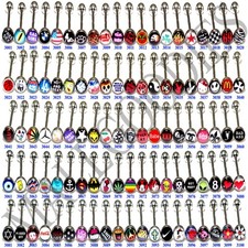 V100 Metal Tongue Rings Steel Barbells Funny Wording Logo YOU PICK QTY & DESIGNS picture