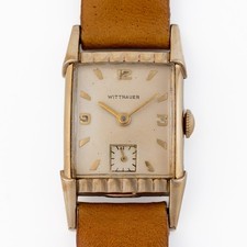 Vintage 1940s Wittnauer 17J Tank Watch 10K Gold Filled Hooded Lugs Revue 73 Runs picture