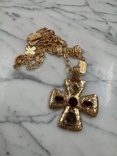 Authentic Vintage CHANEL 1999 Gripoix Cross Necklace 31 Rue Cambon Paris picture