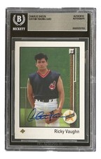 Charlie Sheen Signed Major League Ricky Vaughn Custom Trading Card BAS picture