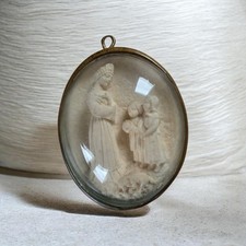 small ANTIQUE handcarved MEERSCHAUM work / pendant / OUR LADY of LA SALETTE X picture