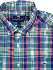 vineyard vines slim fit tucker shirt tartan plaid vintage 2014 mens large pocket picture