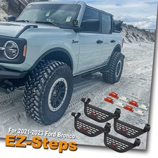 4X EZ-Steps For 2021-2024 Ford Bronco 4-Door, Add on OEM Rock Rail BLACK NEW picture