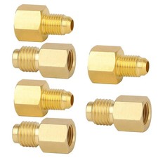 6PCS Brass Refrigerant Tank Adapters R134A to R12 Fitting Adapter for AC Systems picture