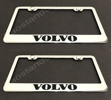 2x VOLVO STAINLESS Chrome License Plate Frame w/screw Caps picture