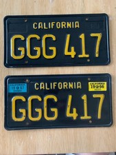 California 1963 Black License Plate Pair DMV Clear GGG 417 66, 67 Stickers picture