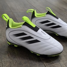 Adidas Goletto IX Soccer Cleats Kids Size 3 White Black Lemon Laceless picture