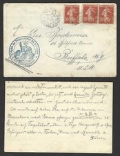 FRANCE TO US 1915 POUU GERMANY PRISONER OF WAR COVER AND LETTER IN GERMAN picture