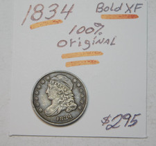 SCARCE 100% ORIGINAL 1834 BUST DIME NEVER CLEANED BOLD XF  MAKE AN OFFER ✨ picture