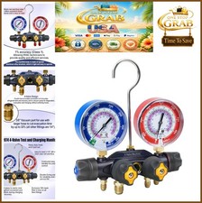 4 Valve AC Manifold Gauge Set R-32 454B 410A 80mm Aluminum Body HVAC Charging picture
