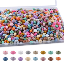 480Pcs Mixed Soft Color 12Mm Spacer Silicone Beads for Keychain Making, Multicol picture