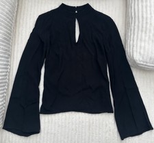 H&M Divided Black Keyhole Flared Sleeve Blouse Top - Size 36 / UK 8 picture