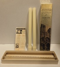 Vintage Catholic Blessed Candles Box of 2 For Home Use, Beeswax picture