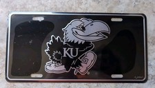 KU UNIVERSITY OF KANSAS New Black Jayhawks Pewter Color GameDay License Plate picture