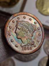 Old Novelty-Restrike Bronze Large Liberty One Cent 1842 Amazing Tinted. picture