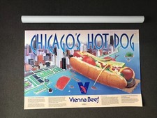 NEW Classic Vienna Beef Chicago Style Hot Dog Vienna Beef Navy Pier Poster Sign picture