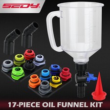 17PC Engine Oil Funnel Set 12 Adapters Elbow Arrow Screen Magnetic Storage Tray picture