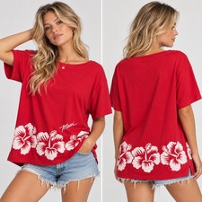 Vintage 70’s 80’s Rare CRAZY SHIRTS HAWAII Red Hibiscus Flowers Shirt Sz L picture