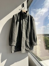 Sanyo New York Tokyo Mens Trench OverCoat Jacket Green Button Safety Pocket Sz S picture