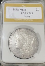 1878 8TF Morgan Silver Dollar PGA SLABBED XF 45 Detail Tougher Variety picture