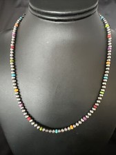 Multicolor 4mm Sterling Silver Navajo Pearls 24