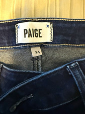 PAIGE Women's Skinny Ankle Dark Wash Blue Denim Stretch 5-Pocket Logo picture