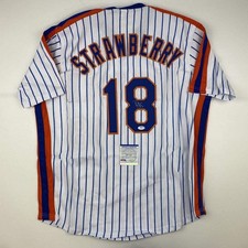 Autographed/Signed DARRYL STRAWBERRY New York Pinstripe Jersey PSA COA picture