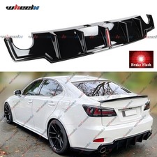JDM Gloss Black Flash LED Rear Bumper Diffuser Kit For Lexus IS250 IS350 2006-13 picture