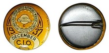 December 1937 Tin Pinback INTERNATIONAL UNION - UNITED AUTOMOBILE WORKERS (UAW) picture