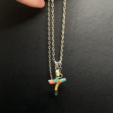 Native American Sterling Silver Necklace Navajo Turquoise & Coral 925 Vintage picture