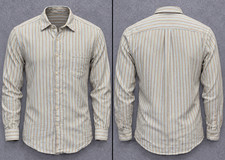 Vintage J Crew Oarsman Shirt Mens M Tan Striped Long Sleeve Button Down Costal picture