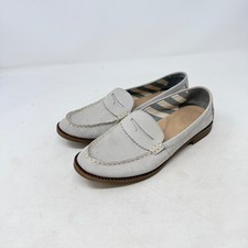 Sperry Seaport Penny Loafers Grey 7 Nubuck Leather Boat Shoes Coastal Nautical picture