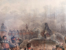 Antique historical French hand-colored lithograph Napoleon in battle by Raffet picture