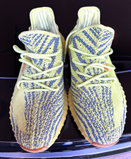 adidas Yeezy Boost 350 V2 Yellow Striped Low Top Lace Up Sneakers picture