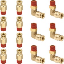 14PCS 1/4 DOT Push Connect Brass Fittings 1/4 OD x 1/8 NPT Straight & Elbow picture