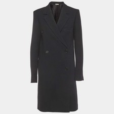 Celine Black Wool Double Breasted Long Coat M picture