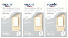 3 Pack Equate Sensitive Skin XL Flexible Fabric Bandages First Aid total 24 Ct picture