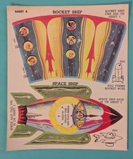 Vintage Paas Easter Egg Holders Ephemera NOS Kitschy 1960's Space Rocket Ship 13 picture