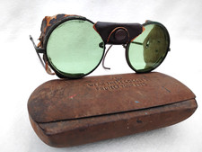 VINTAGE 1930s AMERICAN OPTICAL SAFETY GOGGLES STEAMPUNK SUNGLASSES GREEN LENS picture