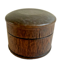 Vintage Treenware Turned Wood Burlwood Miniature Round Box 2 5/8