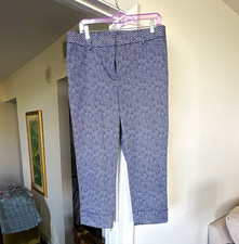 Chico's Women's Regular Ankle Pants Blue/White Polka Dot Flat Front Size 2 picture